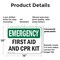 Signmission First Aid And CPR Kit, 14 in W x Rectangle, Plastic OS-2PACK-EM-P-1014-L-10366 - alternate 7